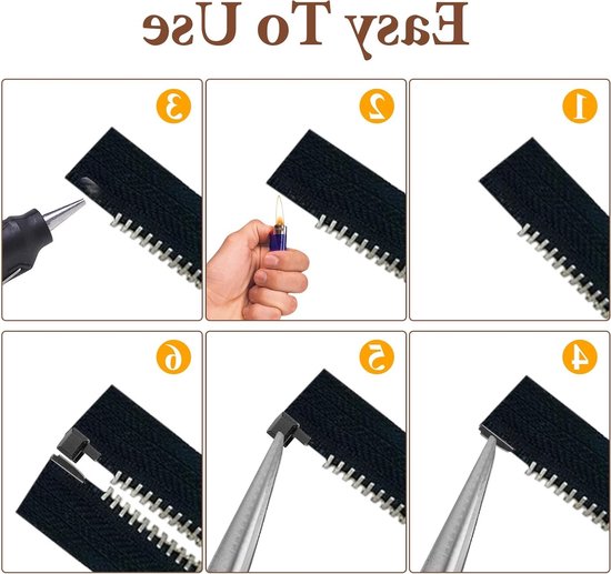 20 Sets Metalen Zipper Stopper Reparatieset voor Ritsen, Vervangingen voor Sliders, Locking Onderdelen voor Jassen en Kleding, DIY Naaien en Herstellen van Merkloos — afbeelding 3