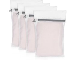 4 Stuks Netwaszakken voor Wasmachine, 30 x 20 cm, Fijne Was met Ritssluiting, Ideaal voor Ondergoed en Lingerie, Wasnetten voor Sokken en Delicate Kleding