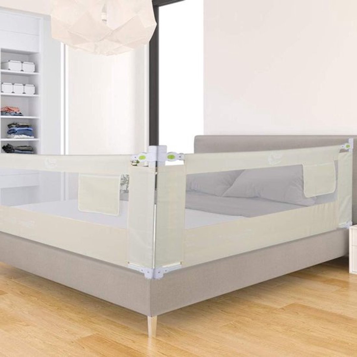- Bedhekje voor kinderbed - Inklapbaar - Valbeveiliging - Kinderbed - Beschermingsvoorziening - Reisbed - Wit - Geschikt voor kinderbedden.