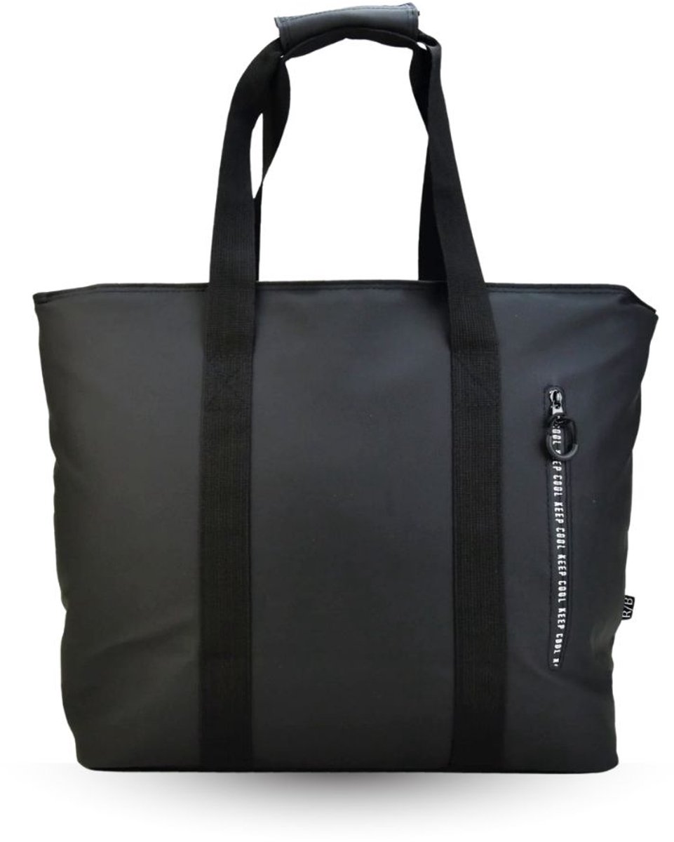 Grote Koeltas/Strandshopper Zwart - Shopper met Koelvak - Strandtas XL - Grote Boodschappentas Casual