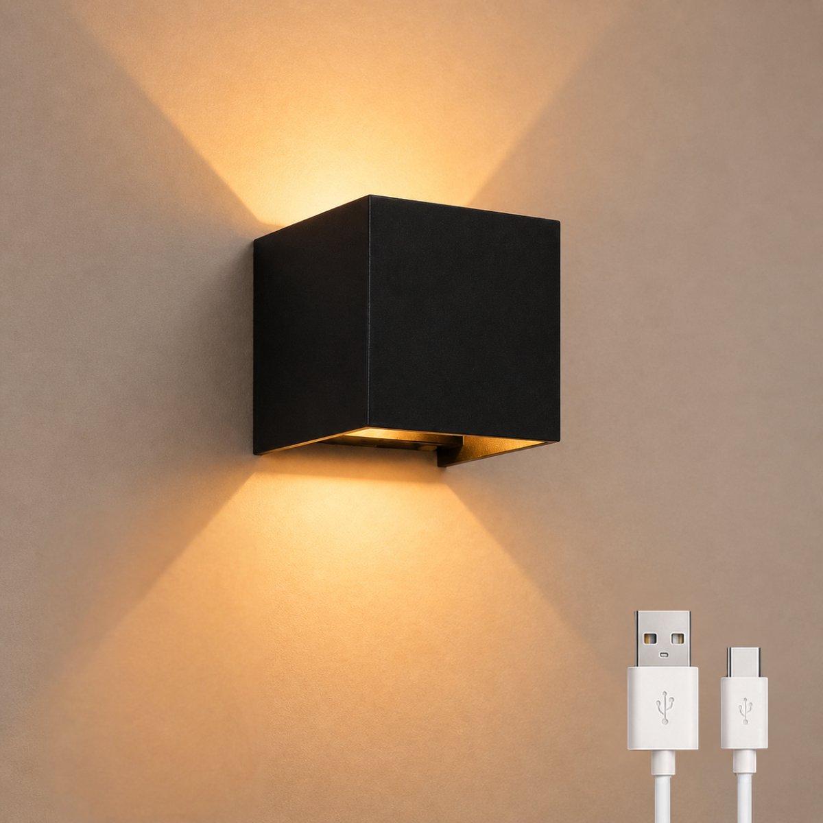Gigandia Zwarte Wandlamp 2700K – Moderne LED Wandverlichting voor Slaapkamer & Woonkamer
