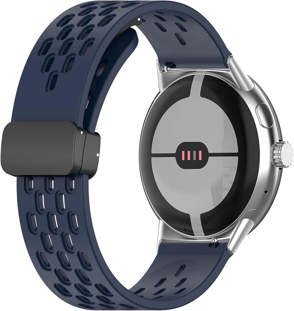 Sportieve Silikon Horlogeband voor Google Pixel Watch 4 en 3 - Magnetische Sluiting, Comfortabel en Duurzaam, Nachtblauw