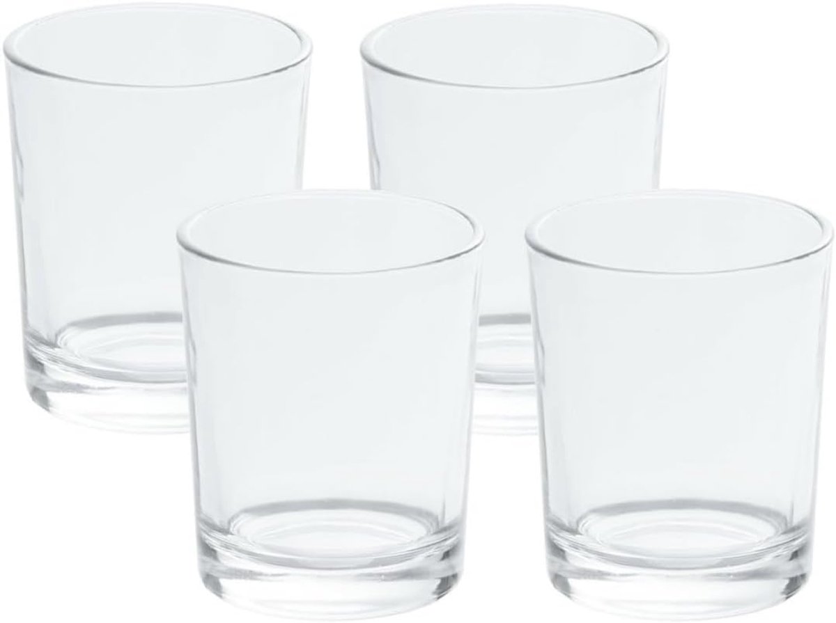 Theelichtglazen hoog transparant glas voor 40 mm theelichtjes, set van 4