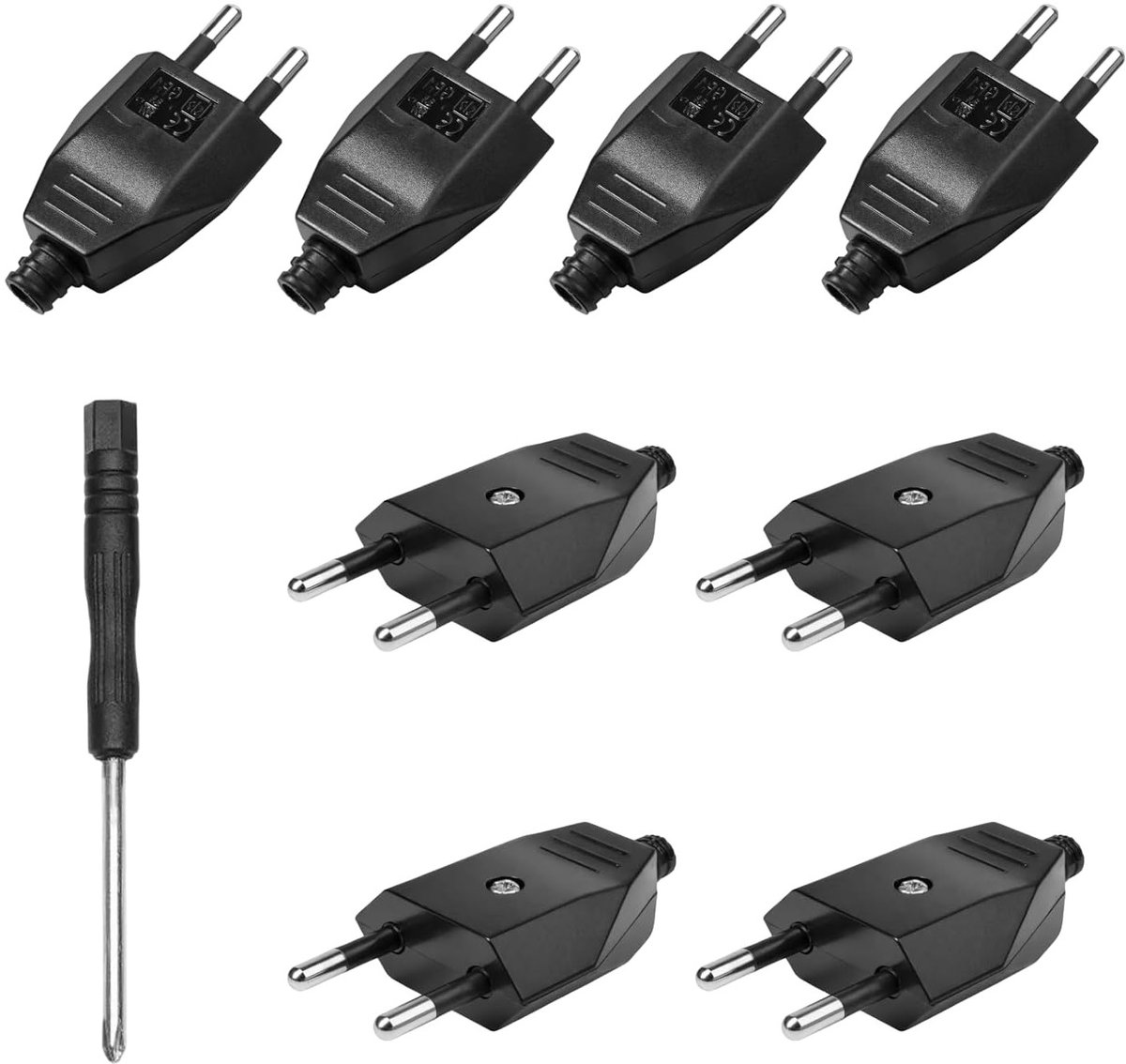 8 stuks platte eurostekkers 250 V 2,5 A voor Europese stopcontacten, veilig en veelzijdig voor elektrische apparaten en stroomkabels