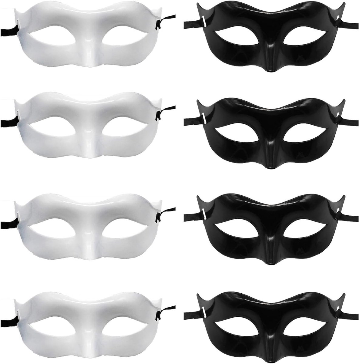 8 Stuks Zwarte Maskers voor Verkleedpartijen, Venetiaanse Carnaval Maskers voor Halloween en Feestjes