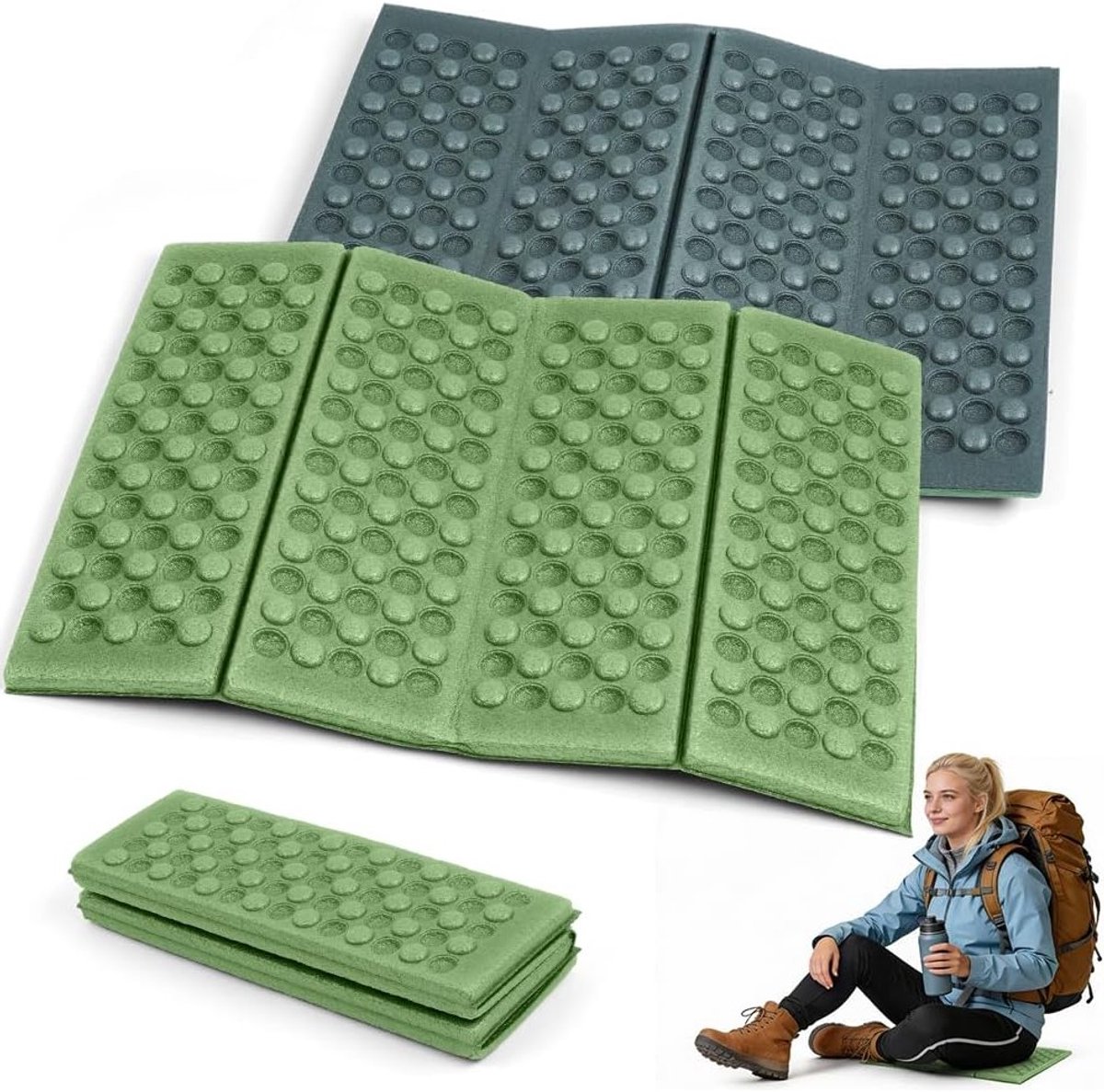 Groene Vouwbare Campingkussen - Lichtgewicht en Waterdicht Zitkussen voor Hiking, Picknick en Stranduitjes