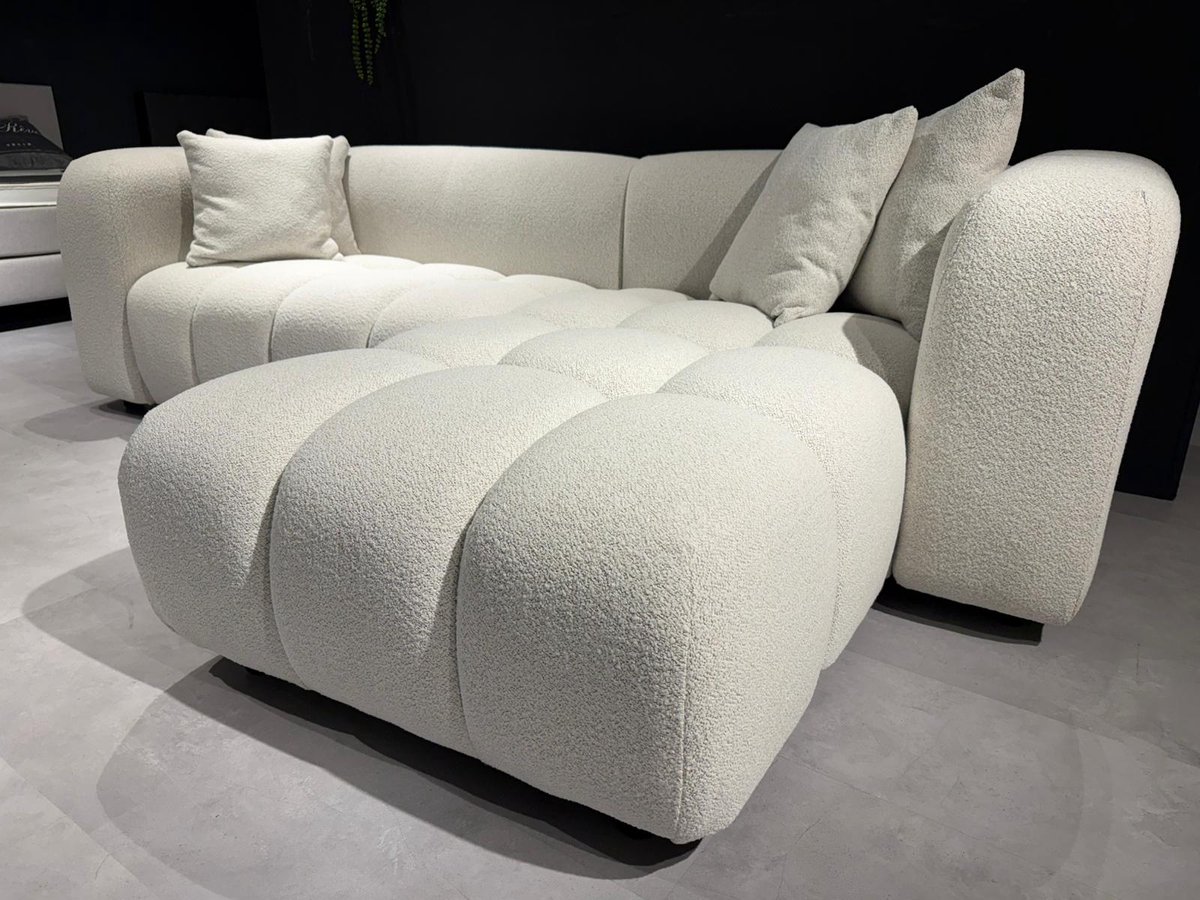 Muebles - Bubble Lounge - Hoekbank - Bouclé stof - Organisch design - Crème wit