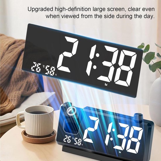 Projectieklok Kamer - Digitale Wekker - Slaapkamer Gebruik - Automatische Helderheid - 18.6cm Lengte — afbeelding 5