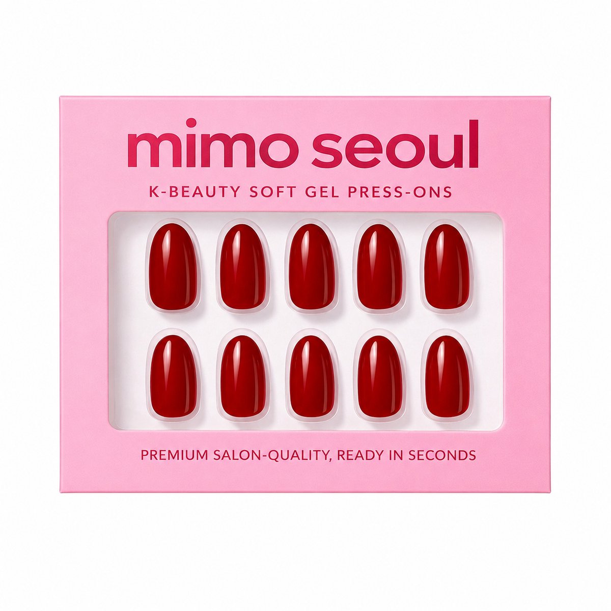 Mimo Seoul Soft Gel Press On Nails Plaknagels Nepnagels - Kort Ovaal Rood 30 stuks - Herbruikbaar 14 Dagen - Cherry Charm