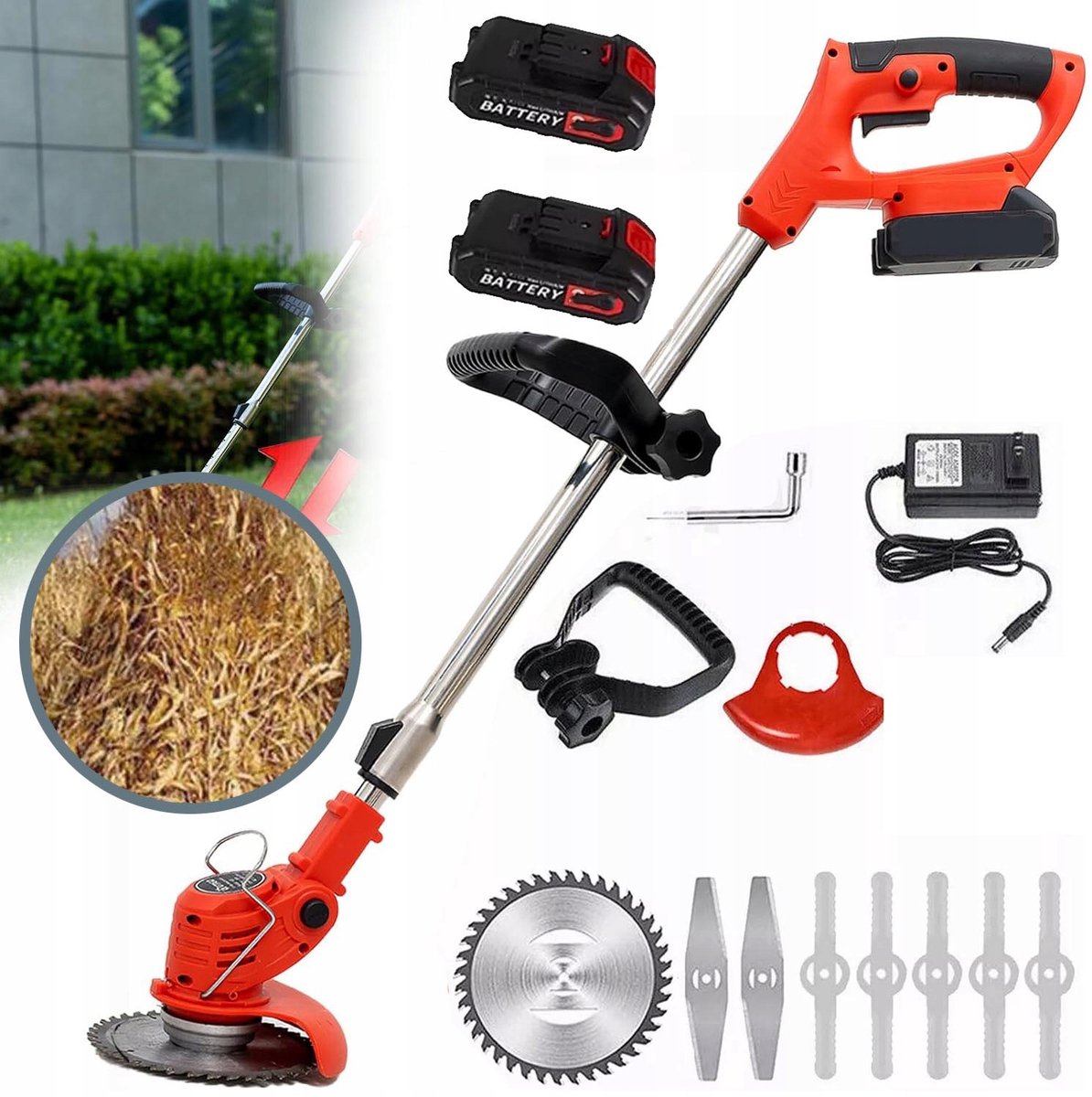 650w Grastrimmer/Kantennesnijder - Grasmaaier/Kantennesnijder Compact Gereedschap Voor Gazon - En Tuinwerk - Draadloze Draagbare Oplaadbare Grastrimmer