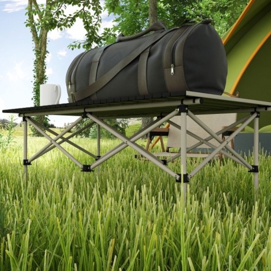 Campingtafel - Klaptafel met oprolbaar tafelblad - Tuintafel van aluminium licht - Bijzettafel - Opvouwbare tafel voor tuin, balkon en camping - Khaki — afbeelding 4