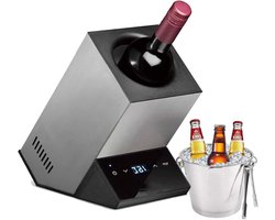 Wine Cooler Electric,Wine Coolers Bucket for 750ml Red and White Wine or Some Champagne,Stainless Steel Single Bottle Iceless Wine Cooler,Kitchen Bar RV Wine Accessory,Gift for Wine Lovers,Silver