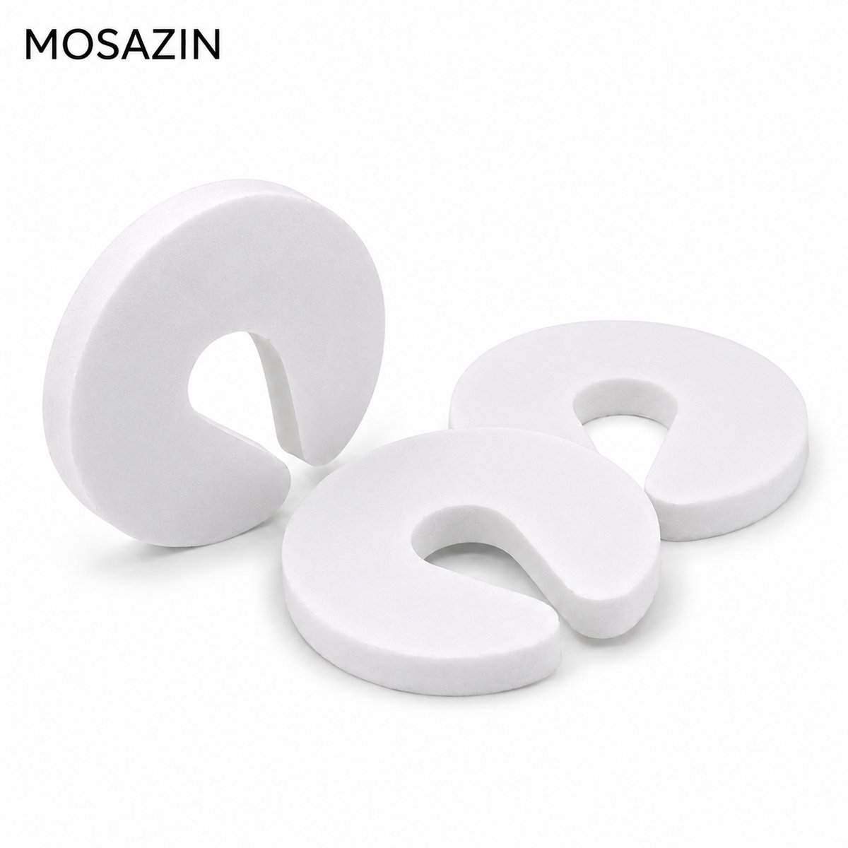 MOSAZIN Deurstopper Kindveiligheid – Set van 3 – Zachte Schuim Vingerbescherming – Voor Binnendeuren – Wit