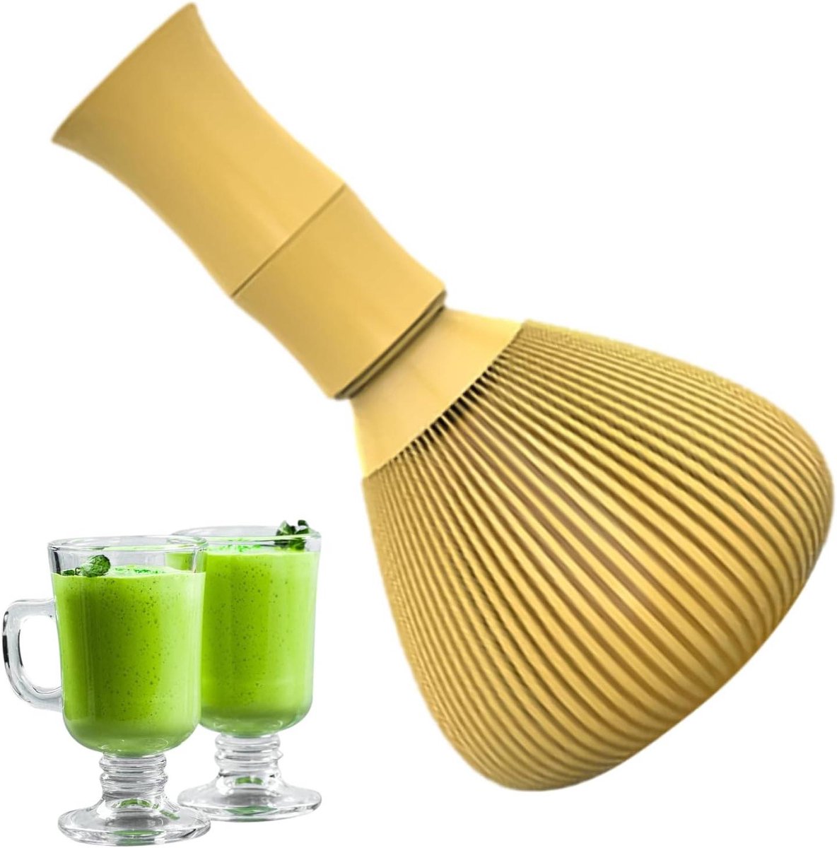 Matcha Klopper - Thee Menggereedschap - Matcha Bereiden - Afneembaar en Vaatwasserbestendig - 6 x 12 cm - Geel