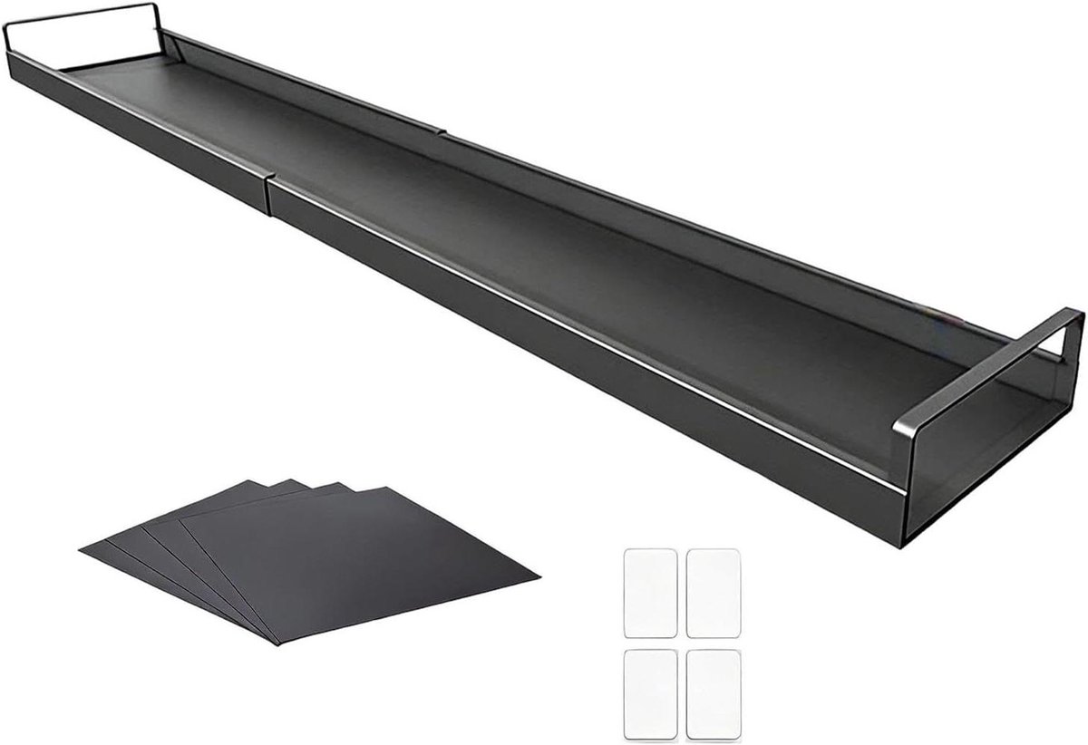 Over Oven Plank - Kruidenrek - Keuken Organiseren - Uitschuifbaar Ontwerp - 16 tot 30 Inch - Zwart