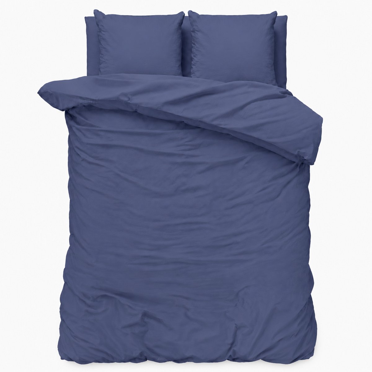 Decoware Dekbedovertrek Uni 200x220 cm - Donkerblauw - Katoen - Met Kussenslopen - Tweepersoons
