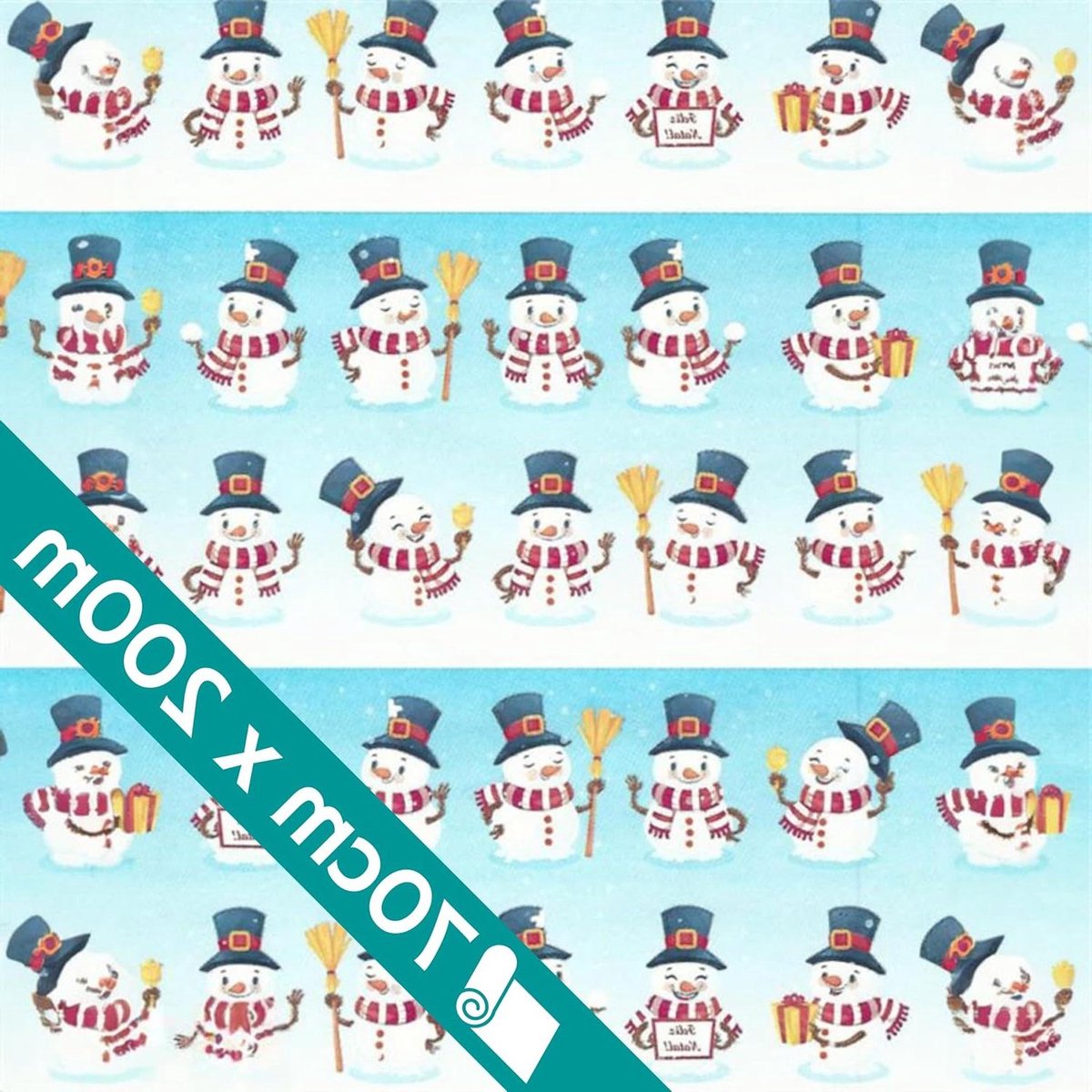 Kerstcadeaupapier Rol - Inpakpapier Kerst - Geschenken Inpakken - Royale Afmeting - 70 cm x 200 m - Blauw Wit