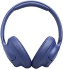 Blauwe JBL Tune over-ear koptelefoon, met verstelbare hoofdband en ovale oorschelpen.