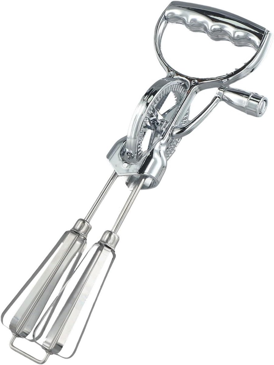 Roestvrij Staal Garde - Hand Mixer - Snel Ingrediënten Mengen - Semi-Automatische Rotatie - Dubbele Roerringen - Zilverkleurig