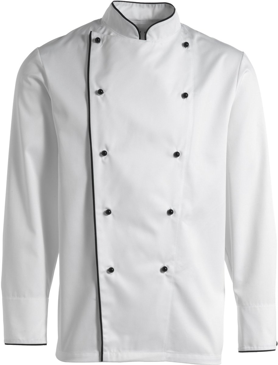 Kentaur Chef jacket w. piping 2341-101 w. piping Zwart