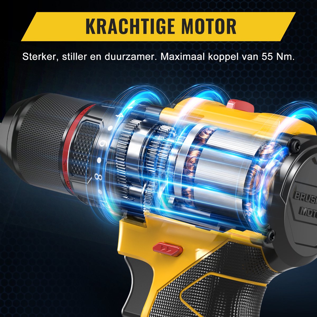 CONENTOOL 21V 2-in-1 Gereedschapsset – 700Nm Accu Slagmoersleutel en 55Nm Boormachine – Incl. 2x 4.0Ah Accu, Snellader en Accessoires – Voor Auto-onderhoud en Klussen – foto 5