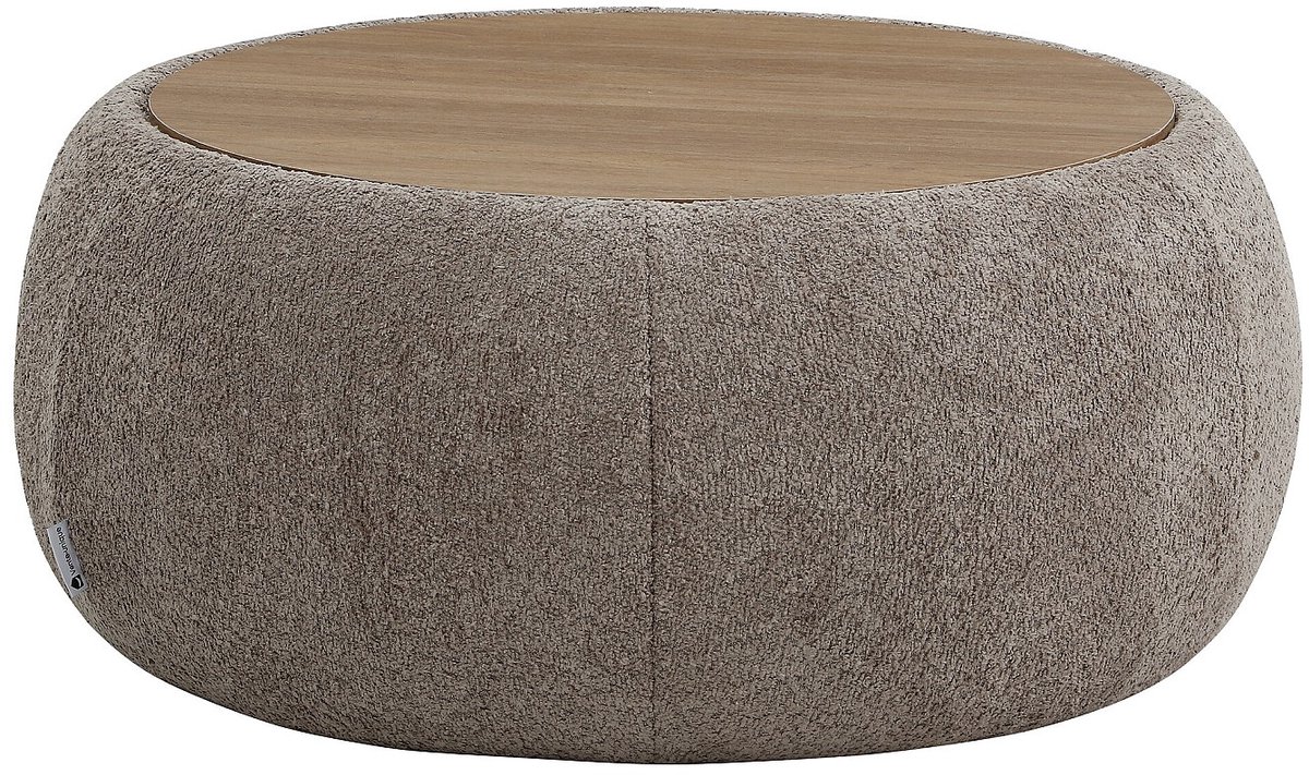 Vente-unique Salontafel met opbergkist in boucléstof en MDF - Taupe - SORIELI
