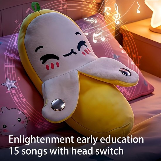 Banaan Knuffel - Fruit Speelgoed - Sensorische Ontwikkeling - Interactieve Muziek - L - Geel — afbeelding 4