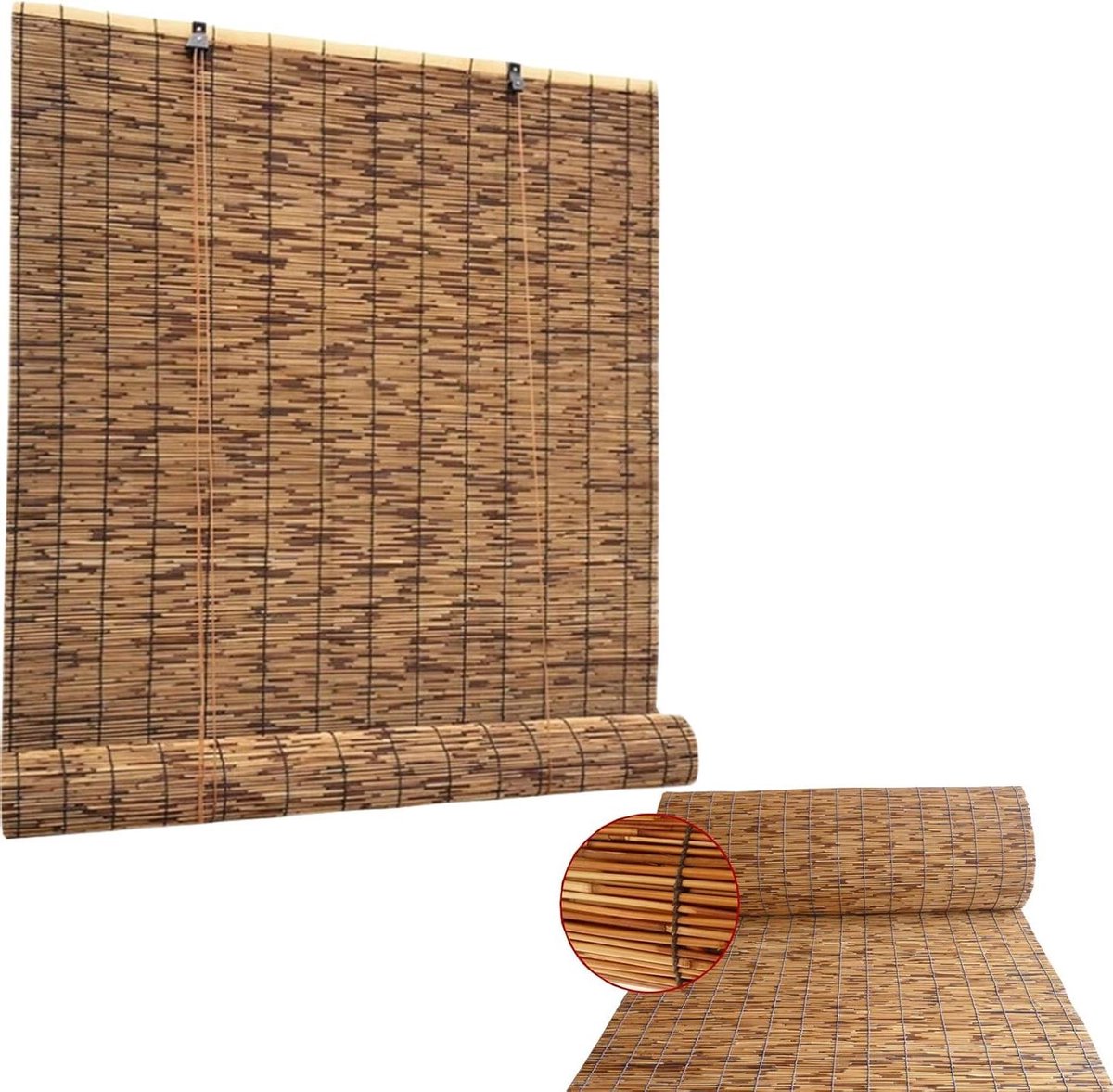 Bamboe Rolgordijn - Bamboe Tent Gordijn - Privacy Creëren - Natuurlijke Buis - 140 x 250 c