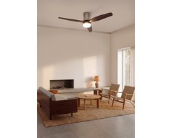 CREATE - Plafondventilator silent 100% hout 40W (Ø132cm) - Met licht LED - Controller voor wandmontage + Afstandsbediening - 6 snelheden - Programmeerbaar - WIND CALM NATURAL WOOD