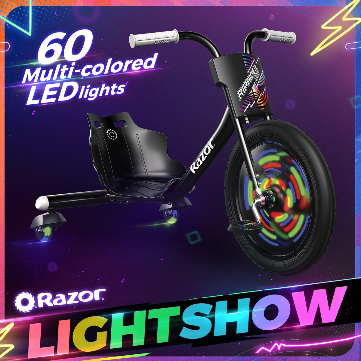 Razor RipRider 360 Lightshow - Skelter - Zwart - 360° Draaien - LED Verlichting - Voor Kinderen - Tot 73 kg - Vanaf 5 jaar — afbeelding 13