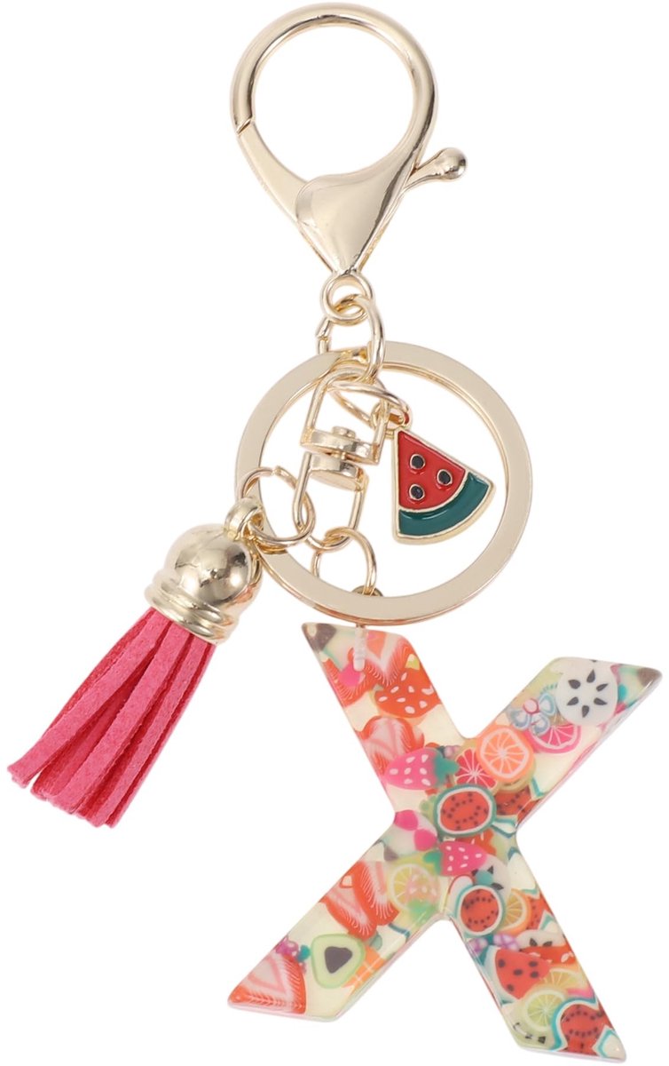 Dailygoods- Sleutelhanger met Initialen - Duurzaam Harsmateriaal - Sleutelhanger met Kwastje - Sleutelhanger voor Vrouwen - Sleutelhanger 9,3 cm - Charmant Decoratief Accessoire - Sleutelaccessoire