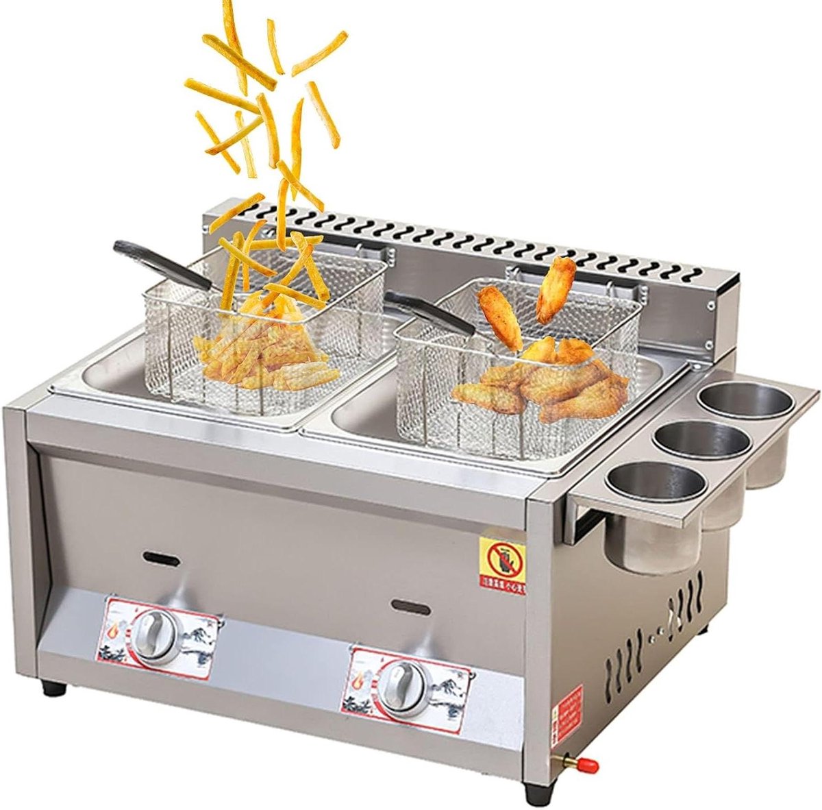 Roestvrijstalen Friteuse - Dubbele Tank - Thuis en Commercieel - Nauwkeurige Temperatuurregeling - Groot Formaat - Aardgas