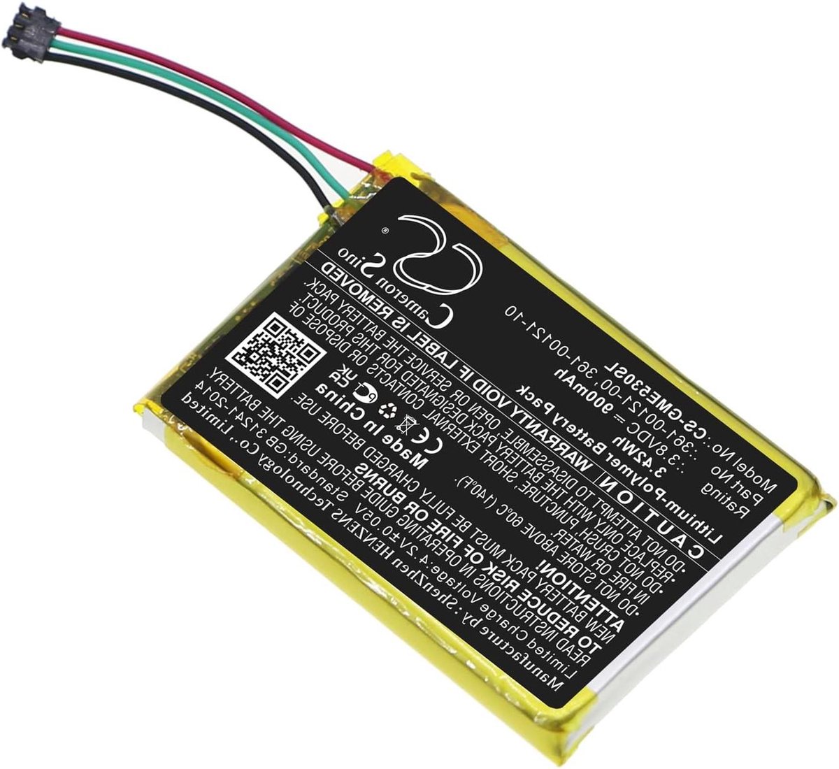 900 mAh / 3,42 Wh reserveaccu, compatibel met Garmin Edge 530, Edge 830, 361-00121-00, 361-00121-10