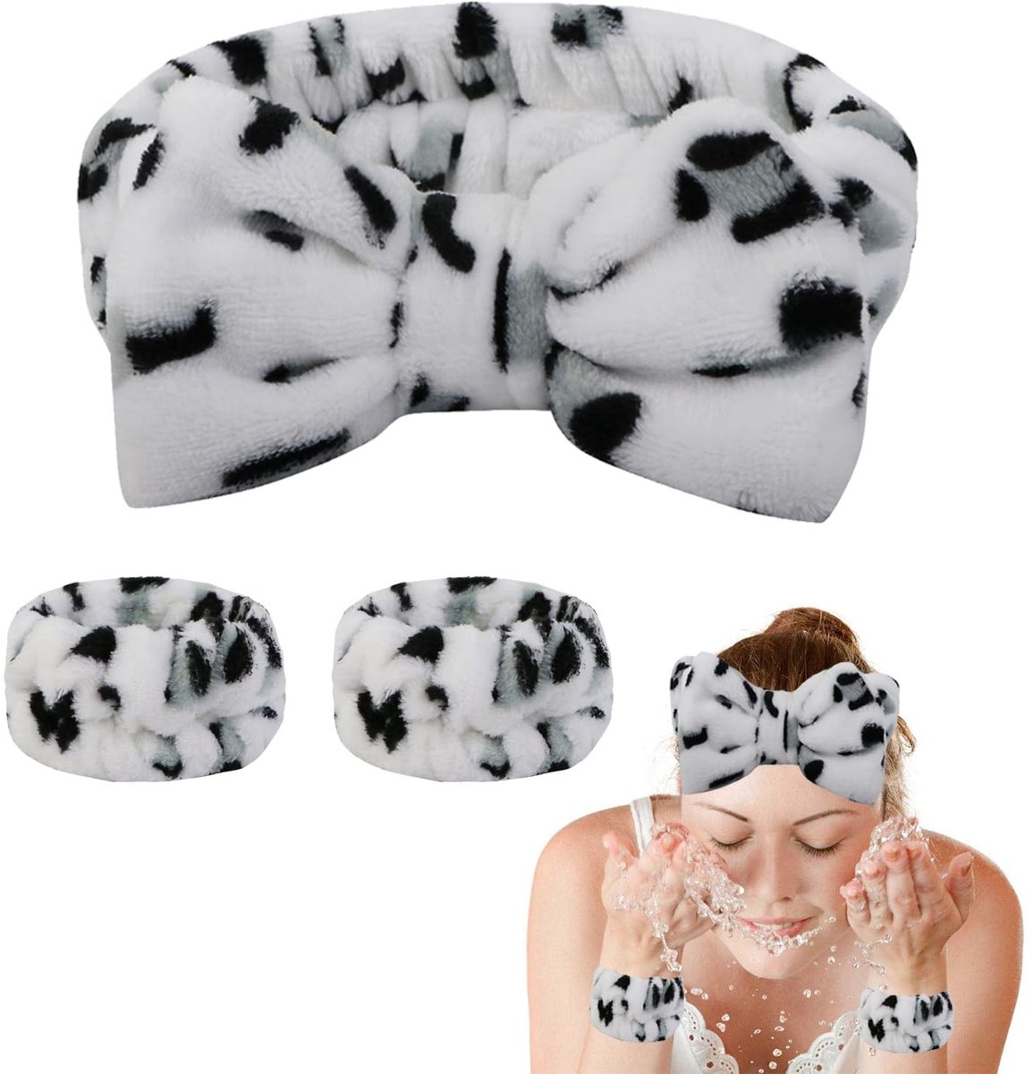 Dailygoods- Hoofdband 3-pack - Strik Hoofdband - Make-up Hoofdband - Elastische Hoofdband - Zacht Polyester - Comfortabel en Herbruikbaar - Haarband