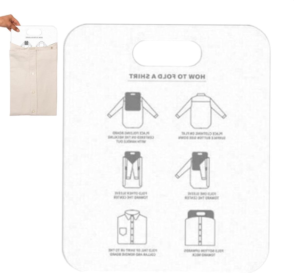 Kleding vouwbord - Vouwplank T-shirts - Efficiënt organiseren - Glad oppervlak - 30 cm breed - Wit