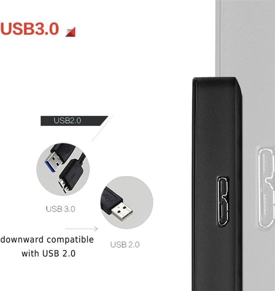 Externe Harde Schijf - Draagbare Opslag - Bestanden Opslaan - Plug and Play - 2TB - Zwart — afbeelding 4