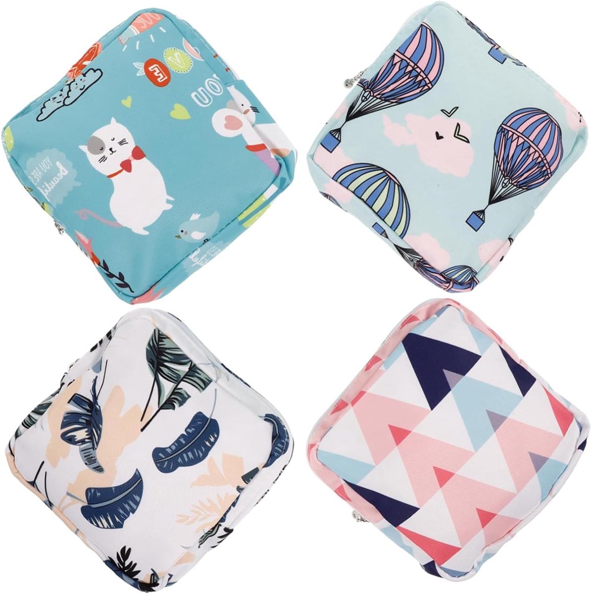 Opbergzakken Maandverband - Hygienetasjes Dames - Hygiëne Onderweg - Waterdicht Katoen - 13 x 13 cm - Diverse Kleuren