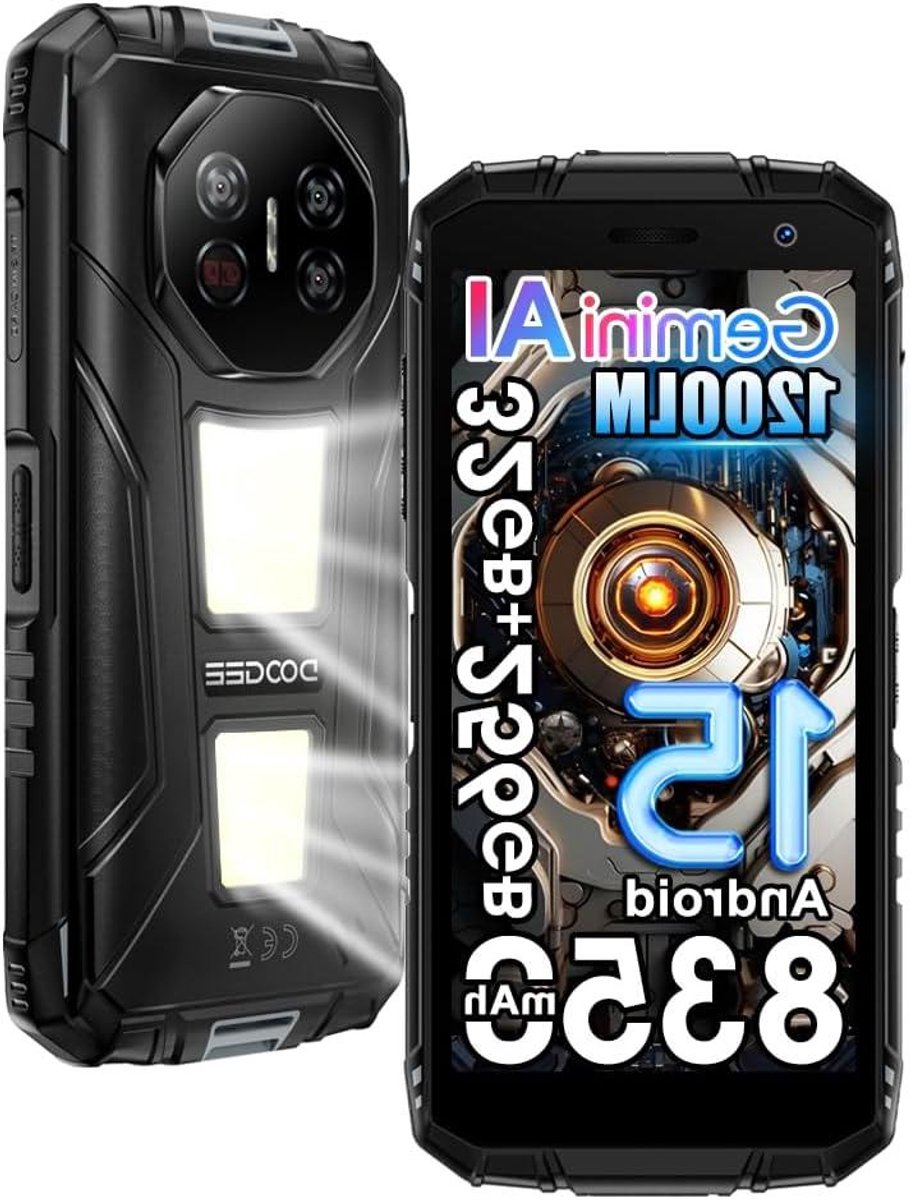 Robuuste Smartphone - Onverwoestbare Telefoon - Outdoor Avonturen - Dubbel Campinglicht - 8350mAh Batterij - Grijs