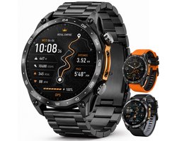 Royal Empire HD Pro GPS Smartwatch Heren – AMOLED Smartwatch met Ingebouwde GPS & Belfunctie – 100+ Sportmodi, Kompas & Zaklamp – Hartslagmeter, Slaapmonitor & SpO2 Meter – Inclusief 3 Bandjes – 1.43 Inch – Zwart