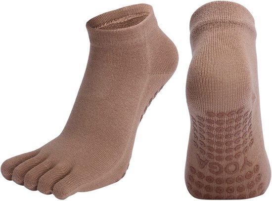 Teensokken Dames - Pilates Sokken - Yoga Beoefenen - Antislip Zolen - Maat 35-41 - Beige — afbeelding 2