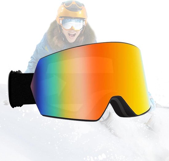 Skibril Sneeuwbril - Wintersport bril - Bescherming op de piste - Dubbellaagse lens technologie - 18.5 x 9.3 cm - Uniseks