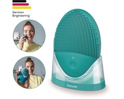 Beurer FC 52 Laguna siliconen Gezichtsreinigingsborstel - Oplaadbaar - 2-in-1: Gezichtsreiniging en trilling massage - Waterbestendig - 15 Intensiteiten - Draadloze werking - Incl. netadapter/houder - 3 Jaar garantie
