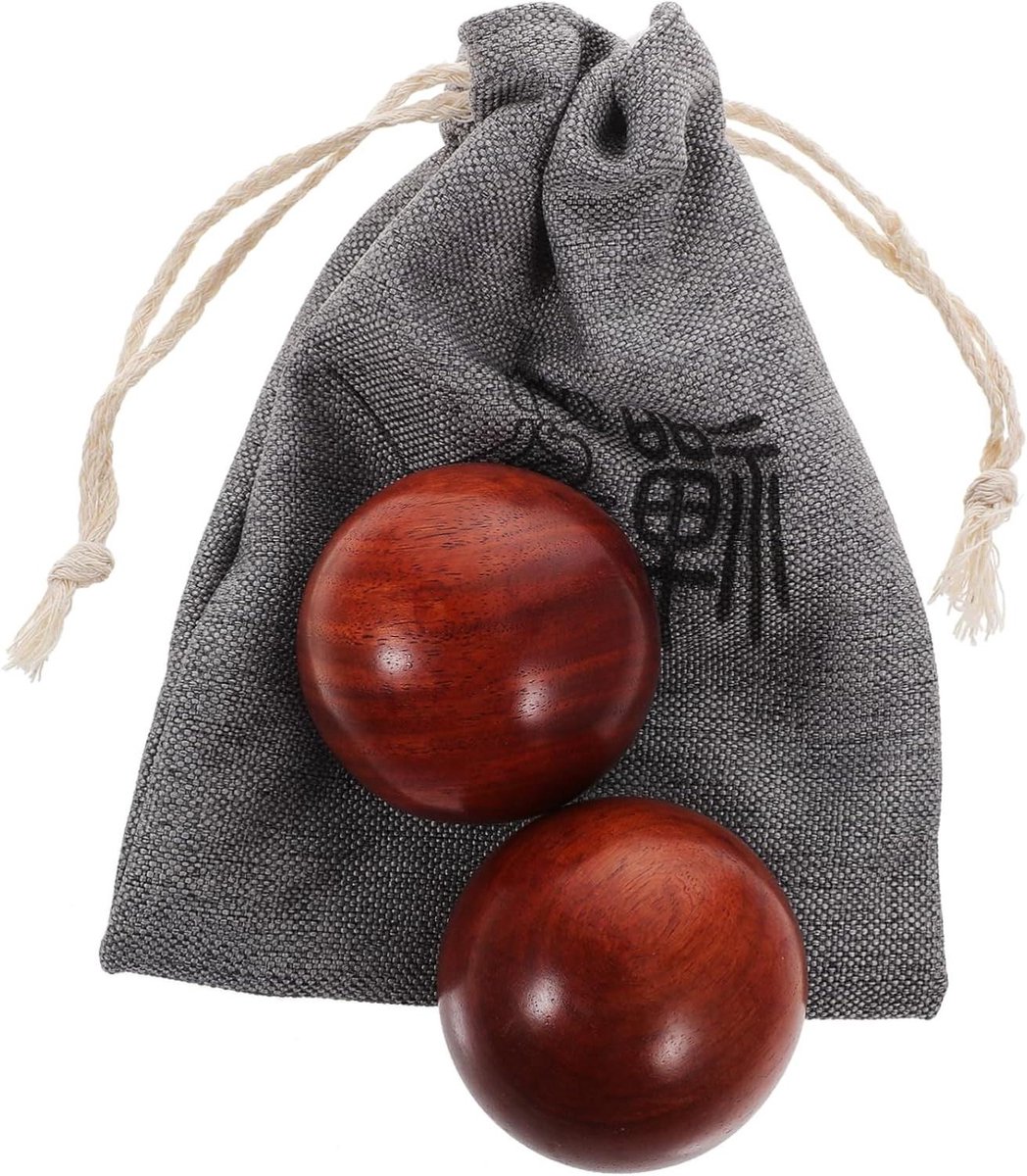 Houten Bal Set - Massage Ballen - Hand Oefenen - Glad Gepolijst Ontwerp - 132 Grams - Bruin