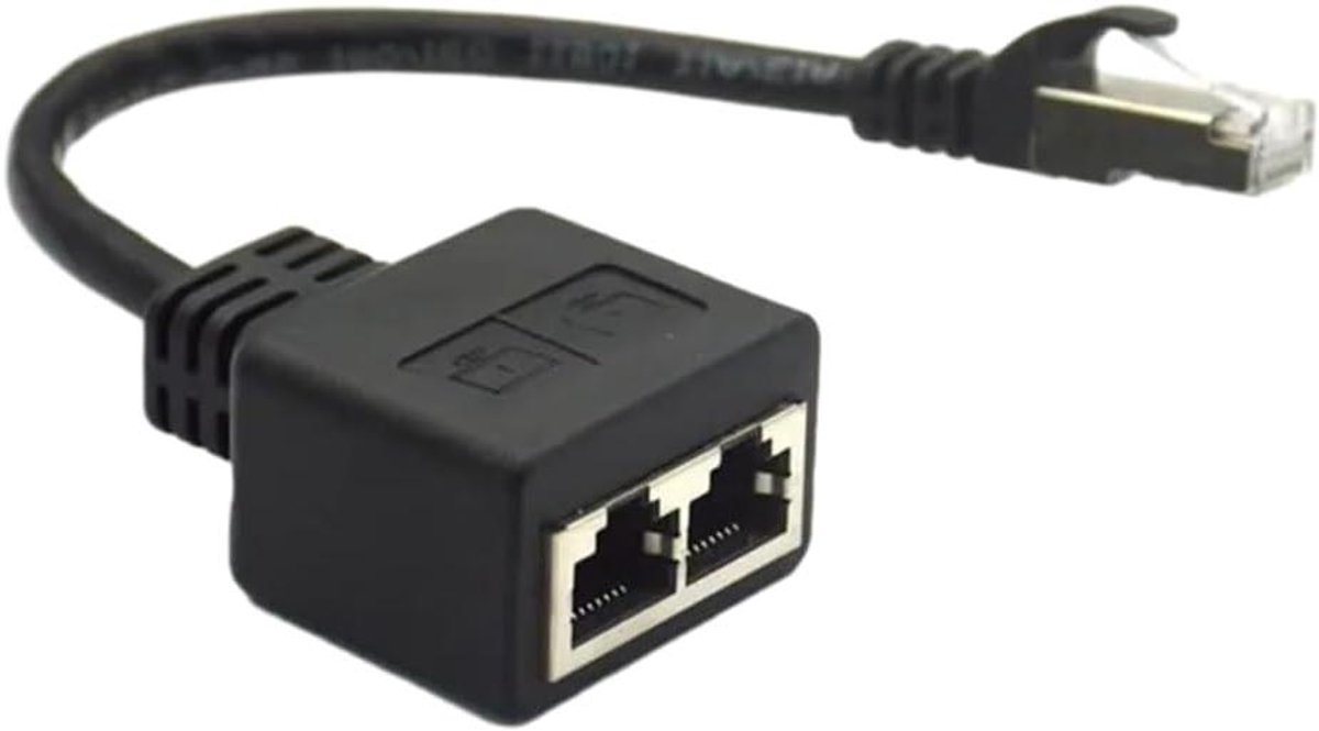 Ethernet Splitter Adapter - LAN Converter - Netwerk Uitbreiden - 1 Man tot 2 Vrouw - 7 Netwerkkabel - Zwart