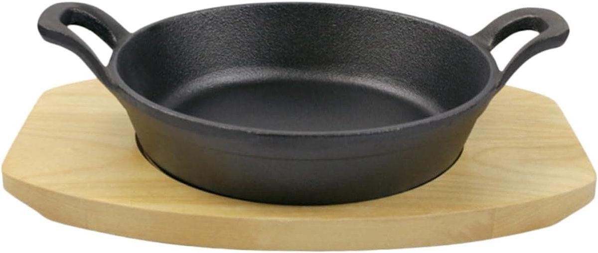 Gietijzeren Koekenpan - Steakpan Omeletpan - Steaks Bakken - Non-stick Coating - 22.5x16x5.5cm - Grijs