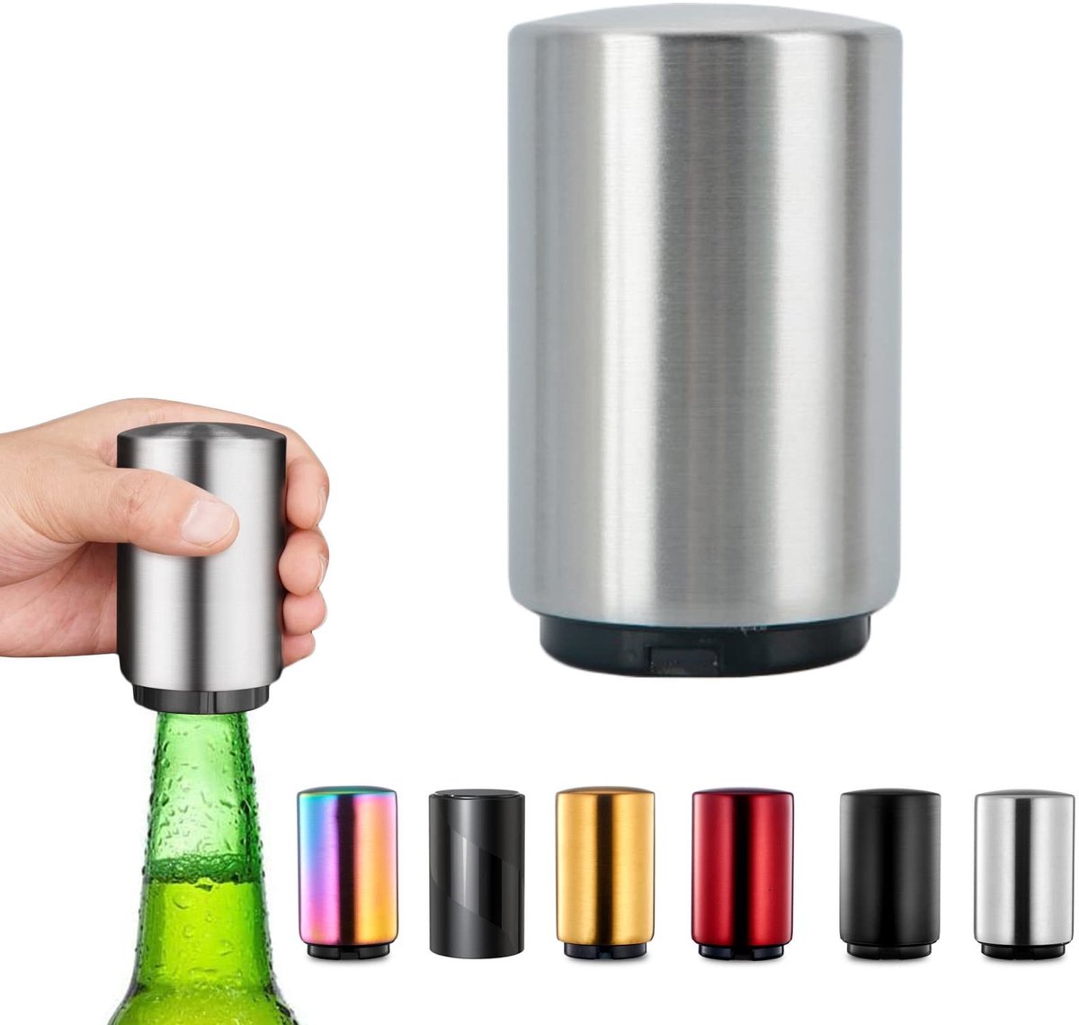 Dailygoods- Bierflesopener Roestvrij Staal - Magnetische Bierflesopener - Keukengadget - Biergeschenk voor Mannen - Push-Down Mechanisme - Voor Thuisgebruik - Flesopener