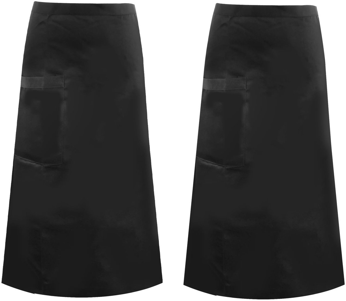 Dailygoods- Tailleschort 2 Stuks - Zwart - Kelnerschort - Voorbinder Schort - Polyester - Ruime Zakken - Onder de Knie Bescherming
