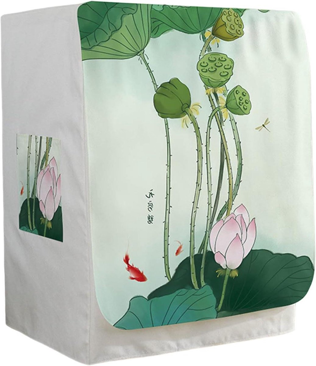Wasmachinehoes Apparaatbeschermer Bescherming Apparaat Waterdicht en Stofvrij 8-9kg Capaciteit Lotusbloem Print