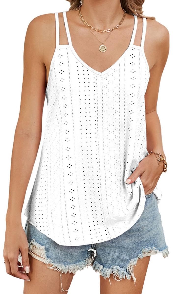 Dailygoods- Tanktop Dames V-hals - Mouwloos Shirt - Casual Top - Spaghetti Bandjes - Losse Pasvorm - Ademend Materiaal - Hemd