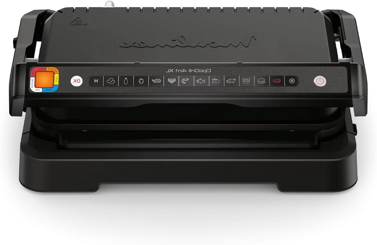 Elektrische Grill XL Binnen Gril Plaat Complete Maaltijden Bereiden Intelligente Diktemeting 6-8 Personen Zwart